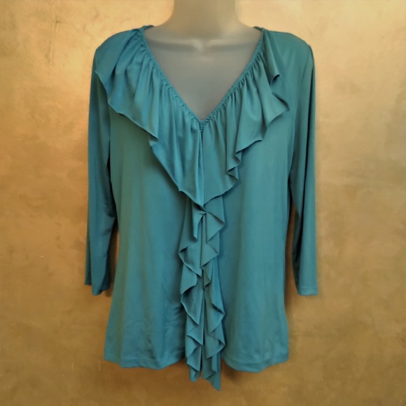 Ellen Tracy Ruffled Blouse EUC M - Picture 1 of 5